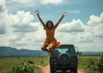 Mulher se joga de veículo em movimento